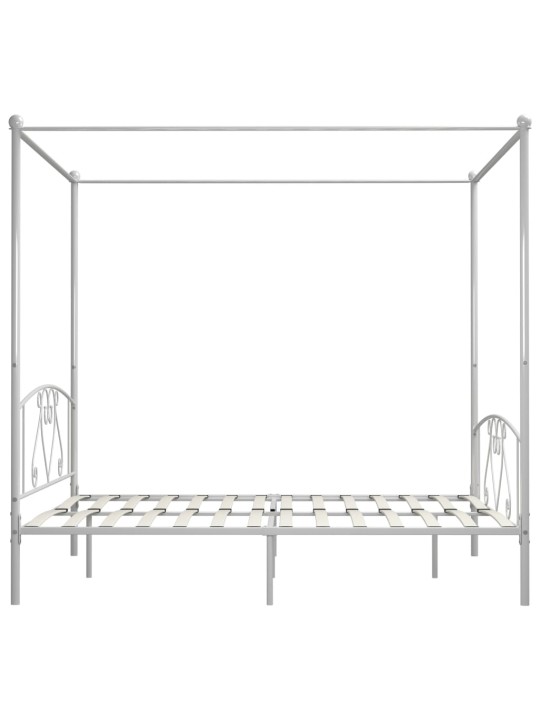 Gultas rāmis ar nojumi, balts metāls, 180x200 cm