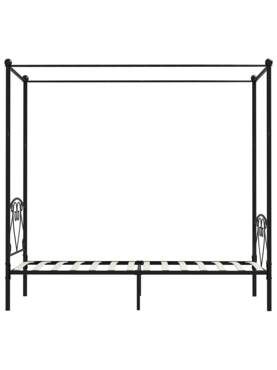 Gultas rāmis ar nojumi, melns, metāls, 90x200 cm