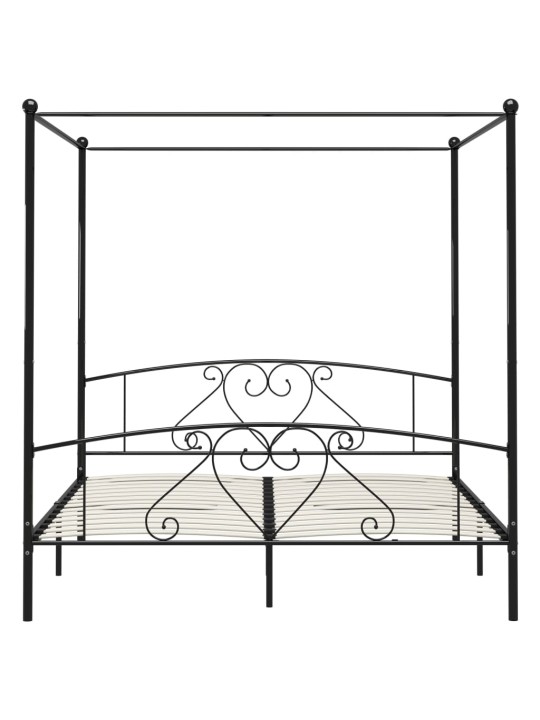 Gultas rāmis ar nojumi, melns, 180x200 cm, metāls