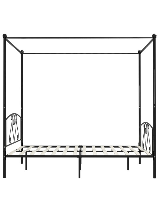 Gultas rāmis ar nojumi, melns, metāls, 200x200 cm