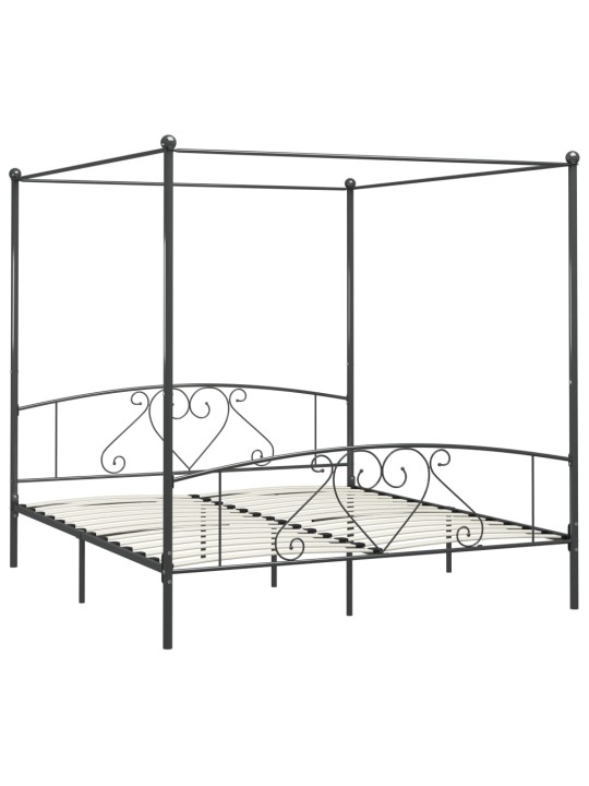 Gultas rāmis ar nojumi, pelēks, metāls, 200x200 cm