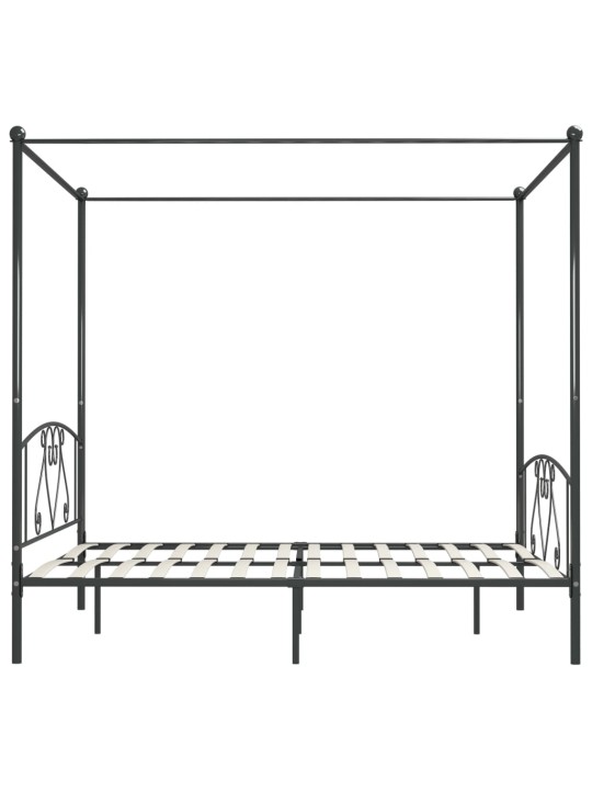 Gultas rāmis ar nojumi, pelēks, metāls, 200x200 cm