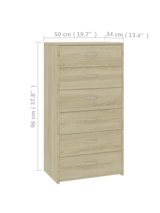 Kumode ar 6 atvilktnēm, 50x34x96 cm, inženierijas koks