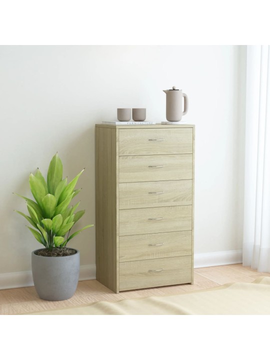 Kumode ar 6 atvilktnēm, 50x34x96 cm, inženierijas koks