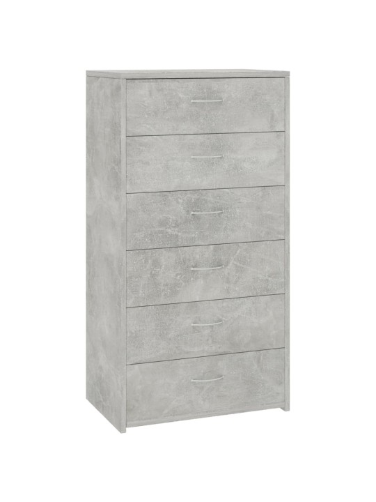 Kumode ar 6 atvilktnēm, pelēka, 50x34x96 cm, inženierijas koks