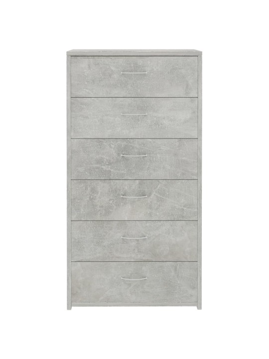 Kumode ar 6 atvilktnēm, pelēka, 50x34x96 cm, inženierijas koks