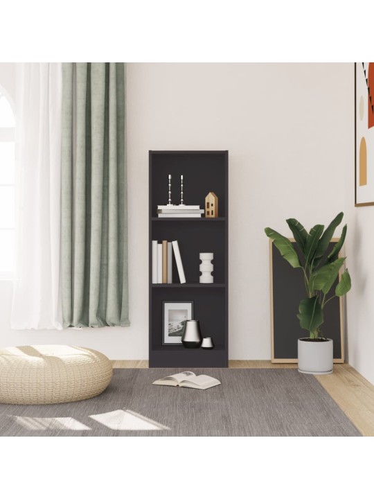 3-līmeņu grāmatu plaukts, pelēks, 40x24x109cm inženierijas koks