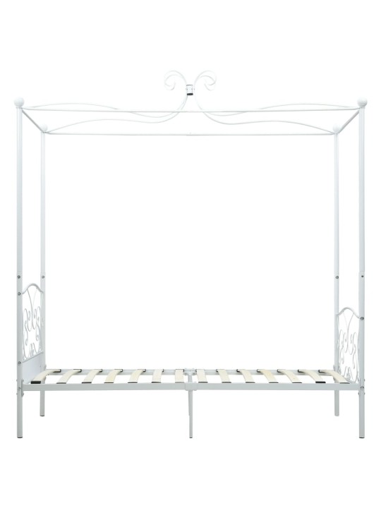 Gultas rāmis ar nojumi, balts, metāls, 90x200 cm