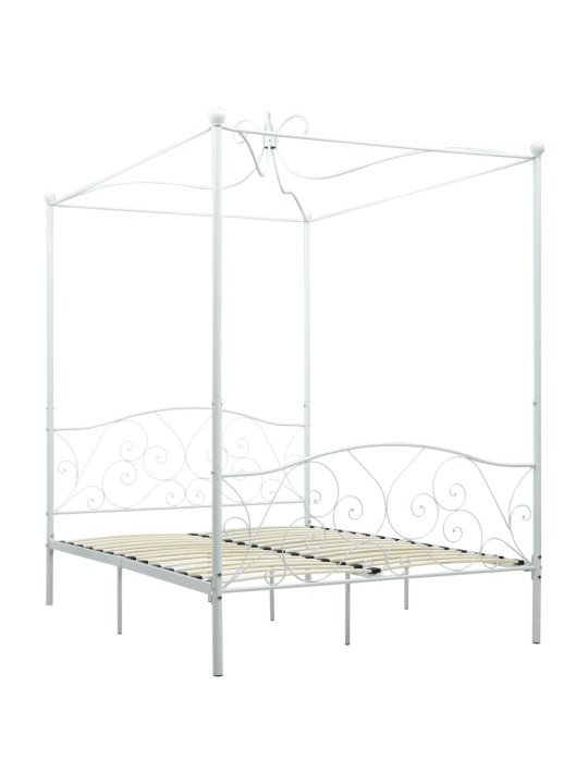 Gultas rāmis ar nojumi, balts, metāls, 120x200 cm