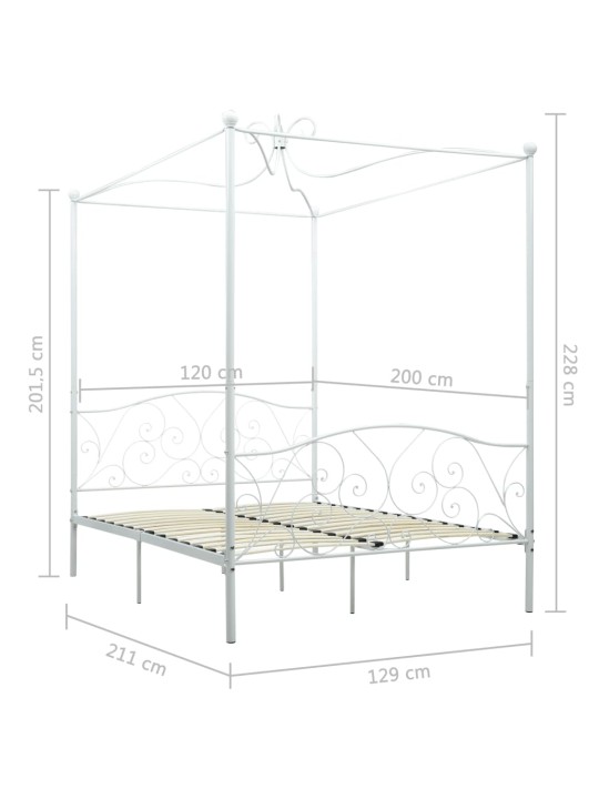 Gultas rāmis ar nojumi, balts, metāls, 120x200 cm