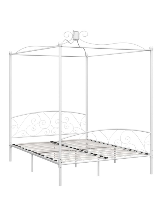 Gultas rāmis ar nojumi, balts, metāls, 160x200 cm