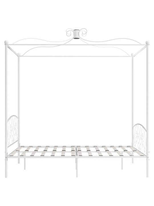 Gultas rāmis ar nojumi, balts, metāls, 160x200 cm