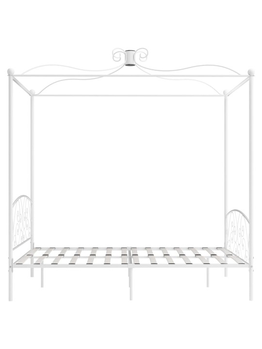 Gultas rāmis ar nojumi, balts, metāls, 180x200 cm