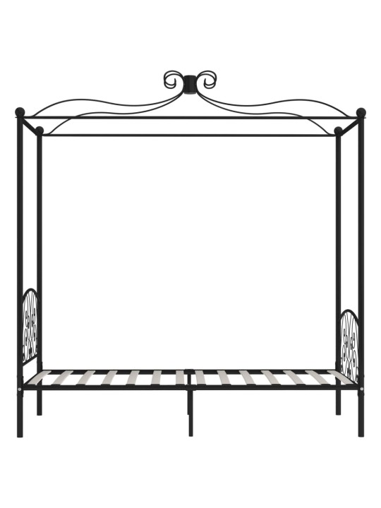Gultas rāmis ar nojumi, melns, metāls, 90x200 cm