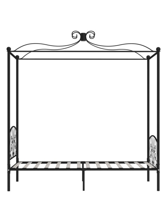 Gultas rāmis ar nojumi, melns, metāls, 100x200 cm
