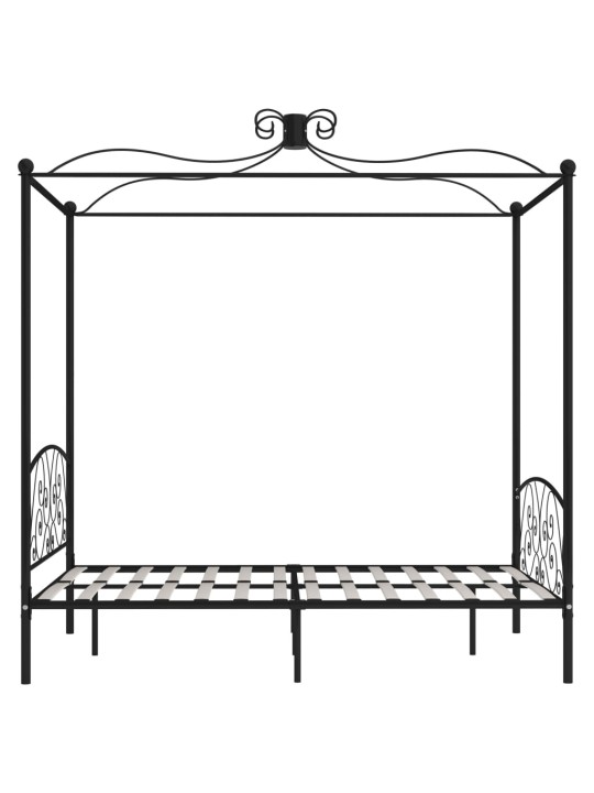 Gultas rāmis ar nojumi, melns, metāls, 140x200 cm