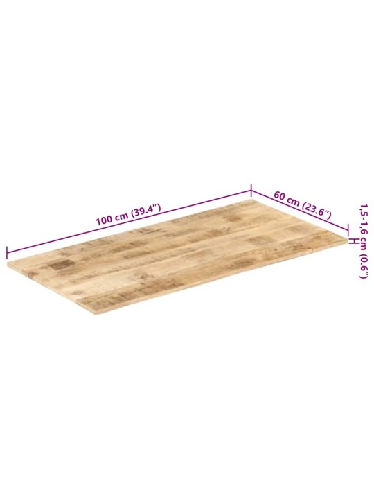 Galda virsma, 15-16 mm, 100x60 cm, mango masīvkoks