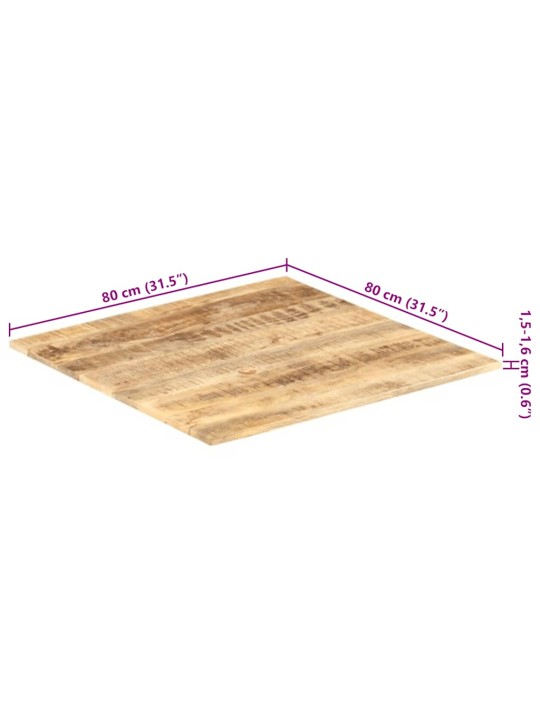 Galda virsma, 15-16 mm, 80x80 cm, mango masīvkoks
