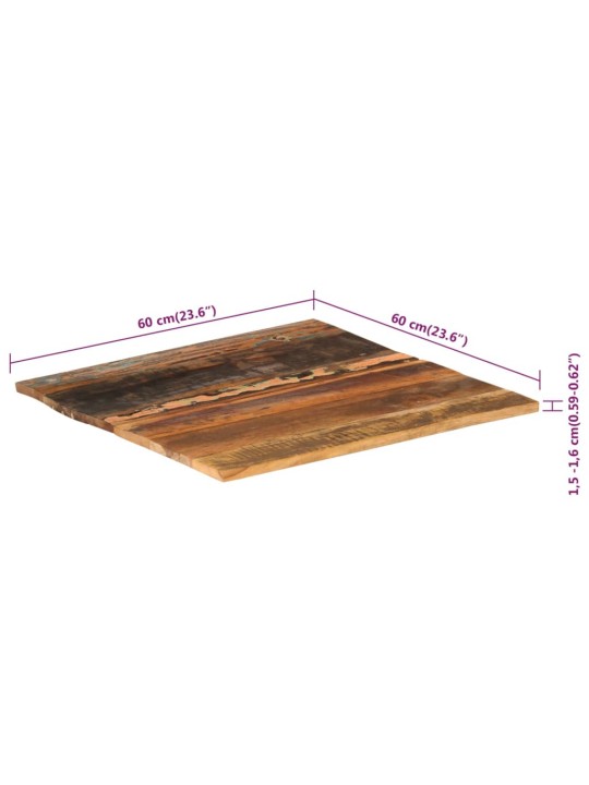 Galda virsma, kvadrāta, 60x60 cm, 15-16 mm, pārstrādāts koks