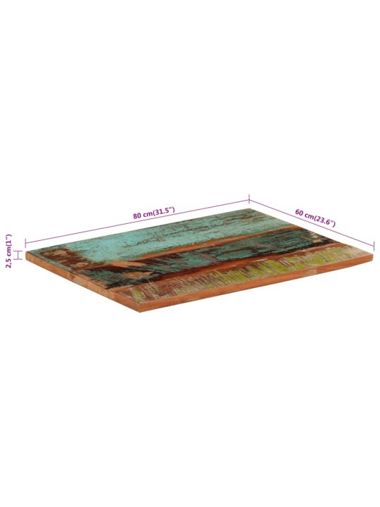 Galda virsma, taisnstūra, 60x80 cm, 25-27 mm, pārstrādāts koks