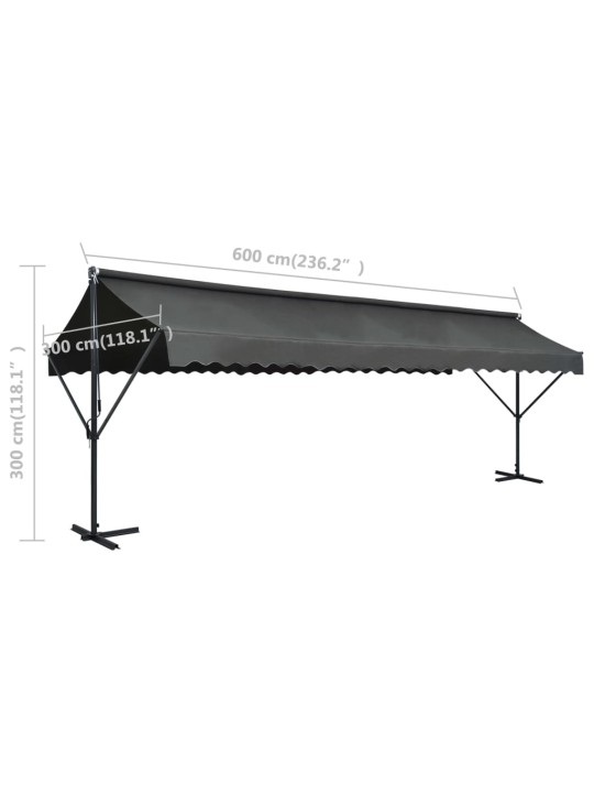 Brīvi stāvoša nojume, pelēka, 600x300 cm