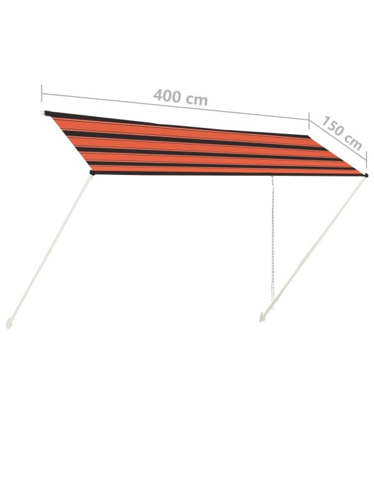 Markīze, oranža ar brūnu, 400x150 cm, izvelkama