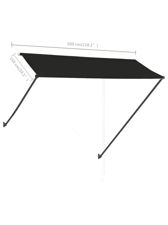 Izvelkama markīze ar led, 300x150 cm, antracītpelēka