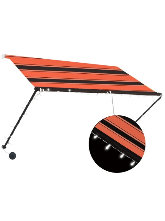 Izvelkama markīze ar LED, 250x150 cm, oranža ar brūnu