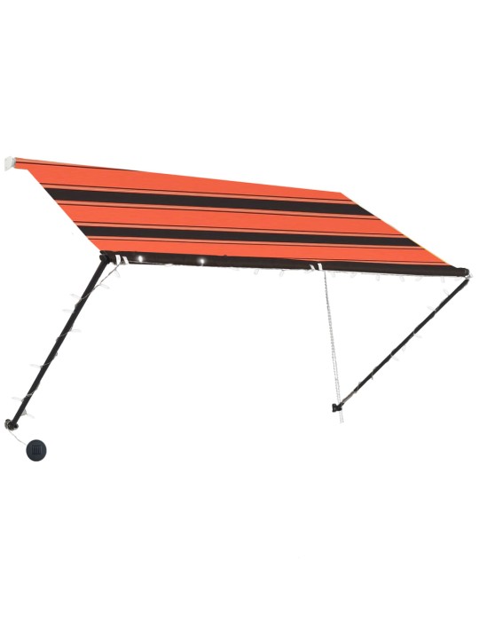 Izvelkama markīze ar LED, 250x150 cm, oranža ar brūnu