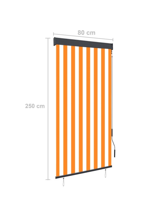 Āra ruļļu žalūzija, 80x250 cm, balta un oranža