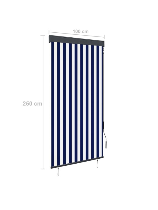 Āra ruļļu žalūzija, 100x250 cm, zila un balta