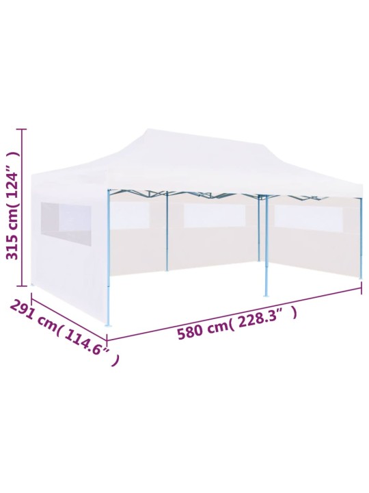 Saliekama nojume ar sānu sienām, balta, 3x6 m, tērauds