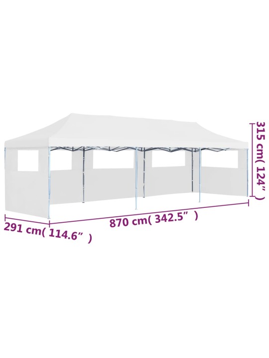 Saliekama nojume ar 5 sānu sienām, 3x9 m, balta