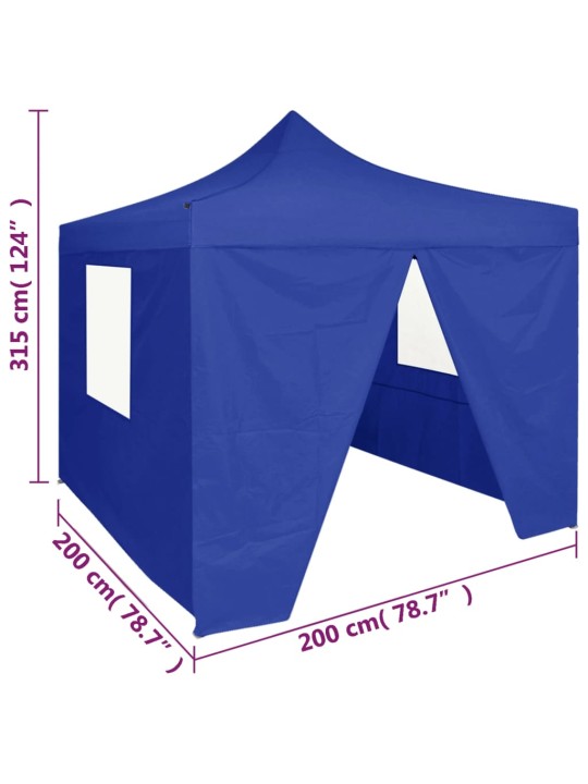 Saliekama nojume ar 4 sienām, zila, 2x2 m, tērauds