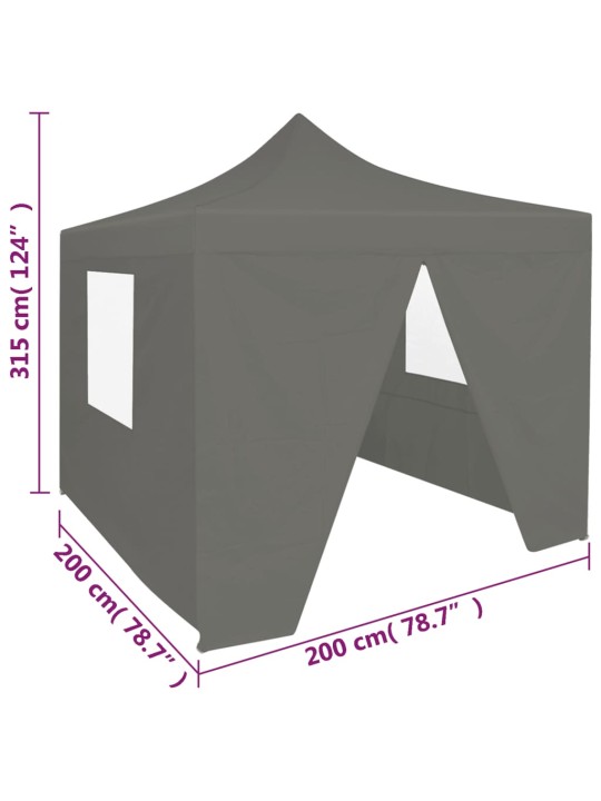 Saliekama nojume ar 4 sienām, pelēka, 2x2 m, tērauds