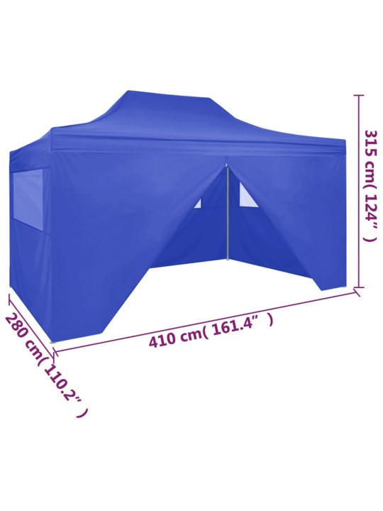 Saliekama nojume ar 4 sienām, zila, 3x4 m, tērauds