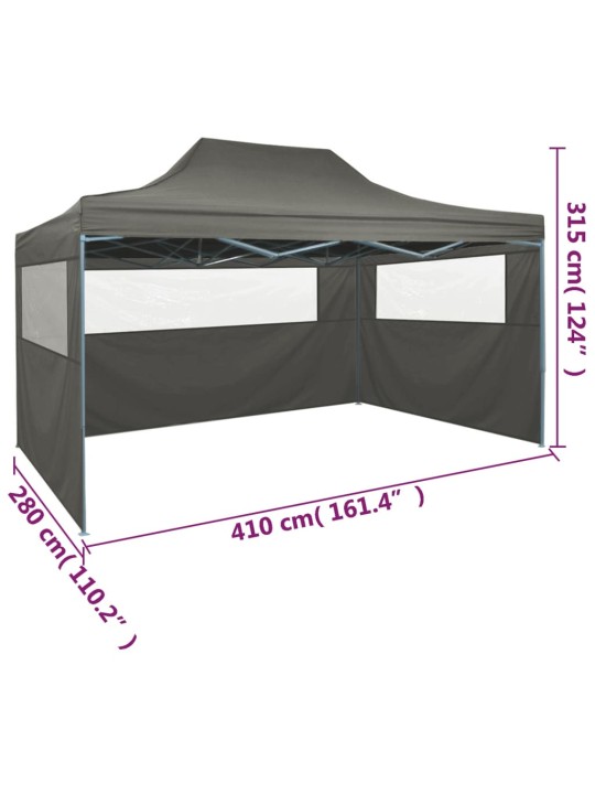 Saliekama nojume ar 3 sienām, 3x4 m, antracītpelēka, tērauds