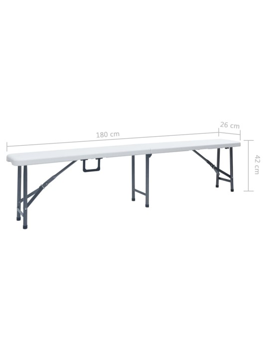 Saliekami dārza soli, 2 gab., 180 cm, hdpe, balti