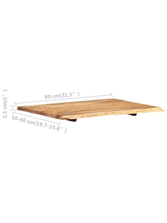 Galda virsma, akācijas masīvkoks, 80x(50-60)x2,5 cm