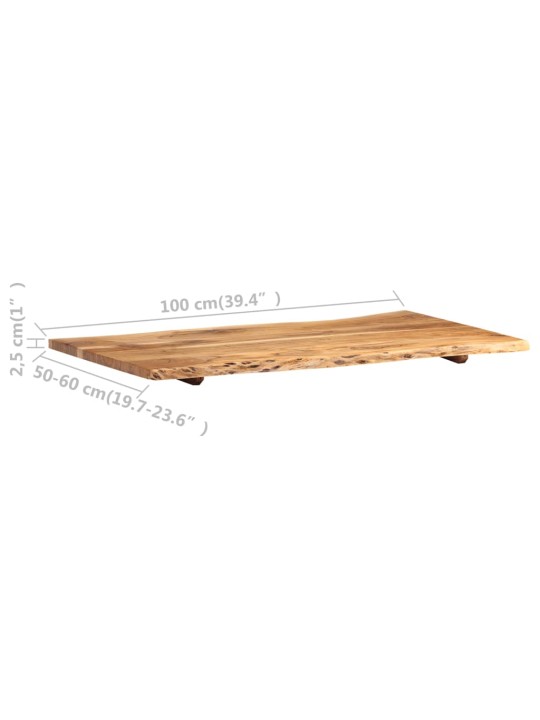 Galda virsma, akācijas masīvkoks, 100x(50-60)x2,5 cm