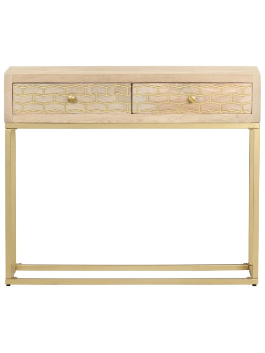 Konsoles galdiņš, zelta krāsa, 90x30x75 cm, mango masīvkoks