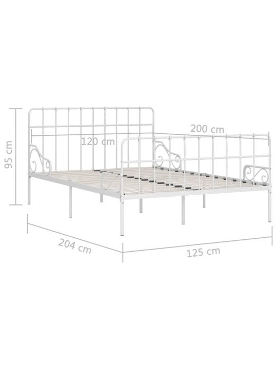 Gultas rāmis ar redeļu pamatni, balts metāls, 120x200 cm