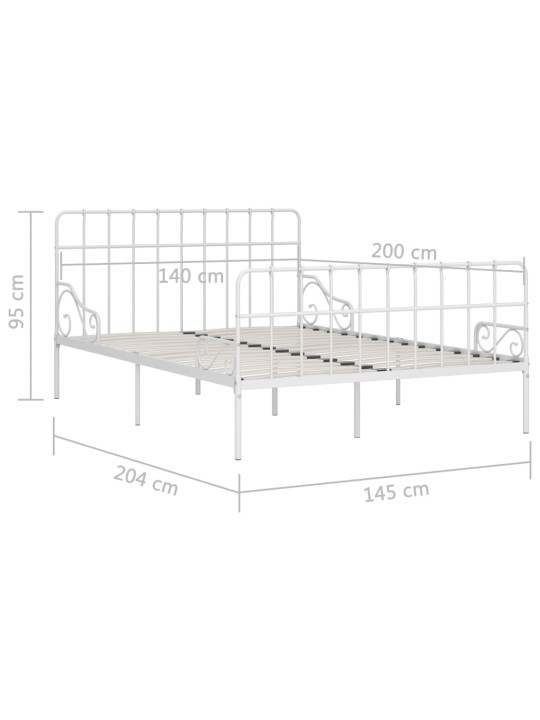Gultas rāmis ar redeļu pamatni, balts metāls, 140x200 cm