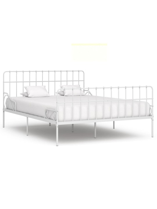 Gultas rāmis ar redeļu pamatni, balts metāls, 200x200 cm