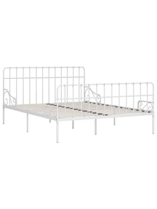 Gultas rāmis ar redeļu pamatni, balts metāls, 200x200 cm