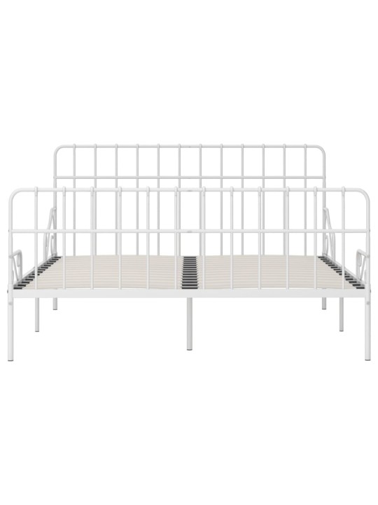 Gultas rāmis ar redeļu pamatni, balts metāls, 200x200 cm
