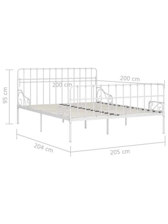 Gultas rāmis ar redeļu pamatni, balts metāls, 200x200 cm