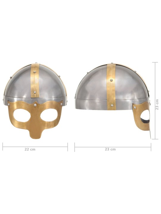 Vikingu bruņucepure, replika, sudraba krāsas tērauds