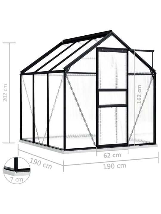 Siltumnīca ar pamatnes rāmi, pelēks alumīnijs, 3,61 m²