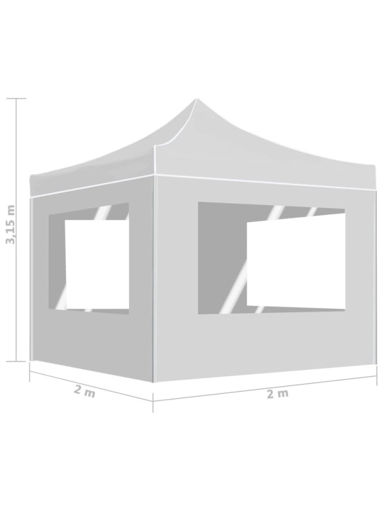 Saliekama svinību nojume ar sienām, balta, 2x2 m, alumīnijs